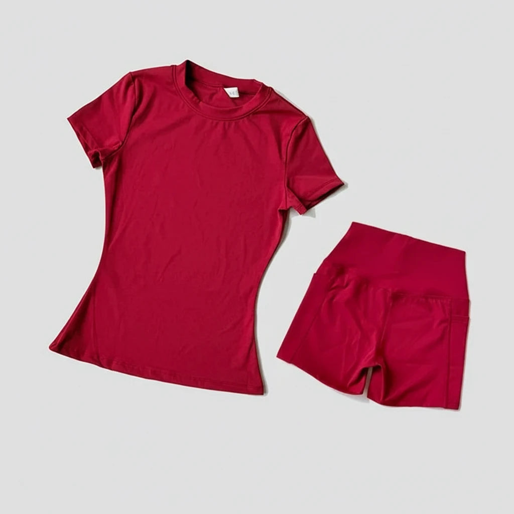 PilatesHome™ Damen Yoga Set – Figurformendes Sport-Set mit High-Waist Shorts