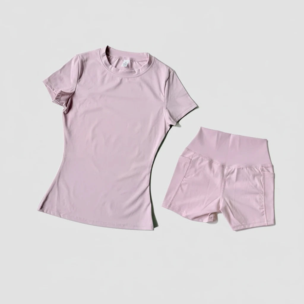 PilatesHome™ Damen Yoga Set – Figurformendes Sport-Set mit High-Waist Shorts