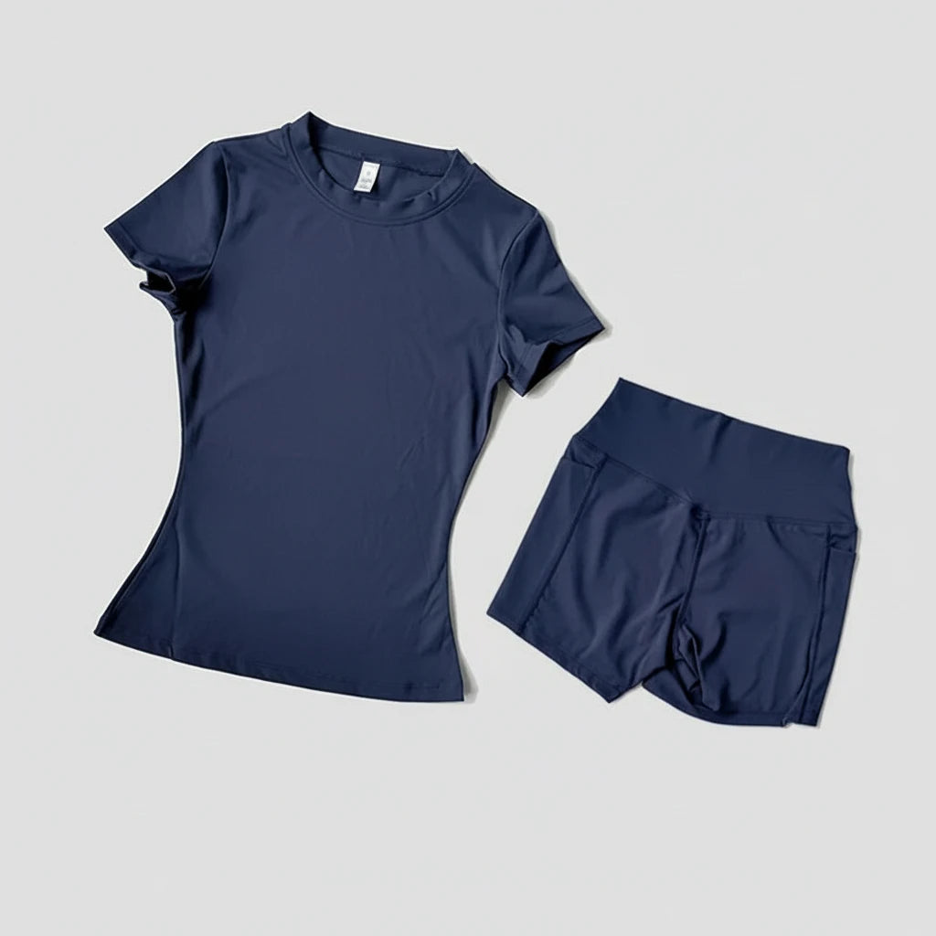 PilatesHome™ Damen Yoga Set – Figurformendes Sport-Set mit High-Waist Shorts